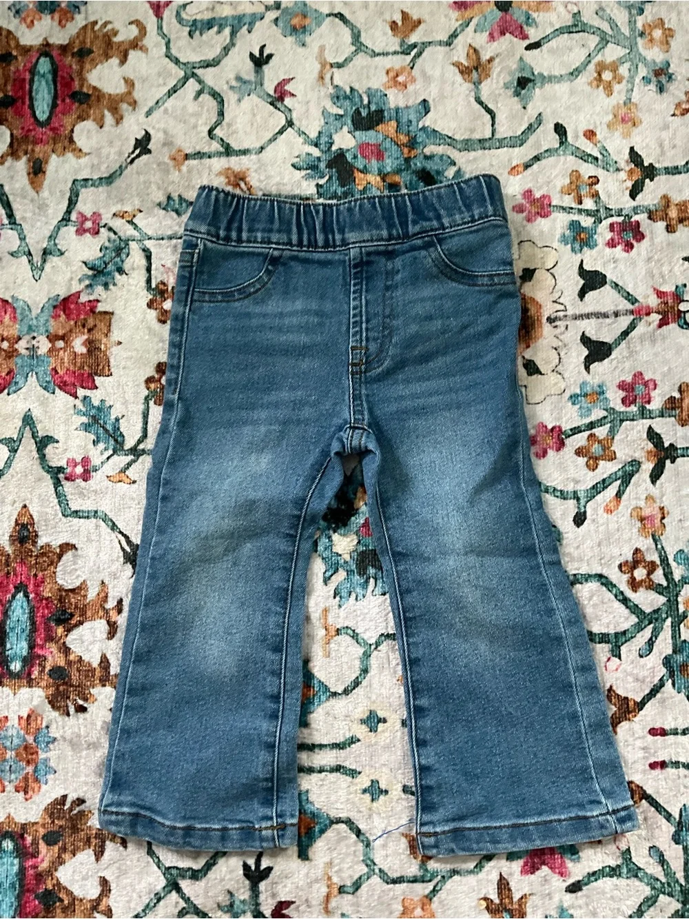 7 For All Mankind Little Girl 18mo Medium Blue Wide-Leg Pull-On Jeans